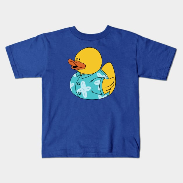 Cute Rubber Ducky Wearing a Hawaiian Shirt Kids T-Shirt by SLAG_Creative